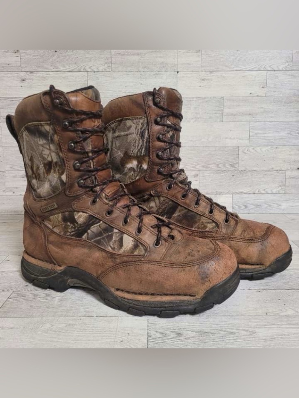 Men's Danner Proghorn 8" Brown Leather Camo Gore-Tex Hunting Boots Size 10.5 D